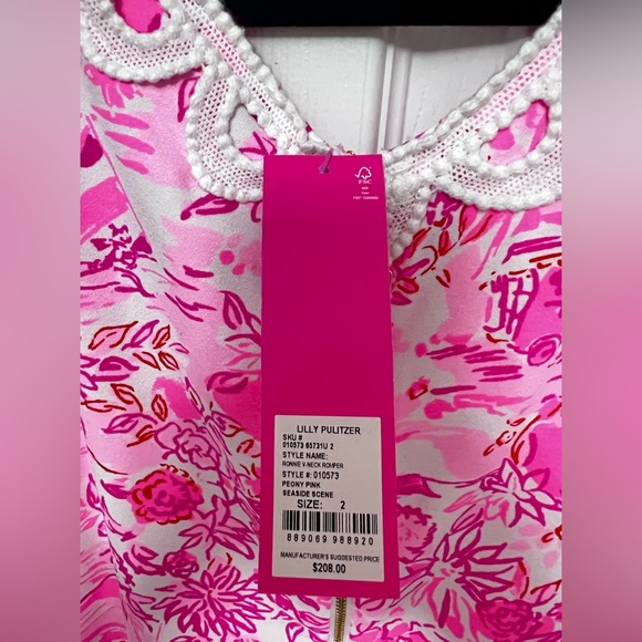 NWT Ronnie Romper in Peony Pink Seaside Scene - Picture 4 of 9